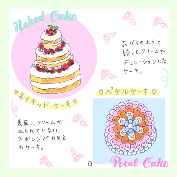 ラブリーおしゃれ ウエディング ケーキ イラスト 日本のイラスト